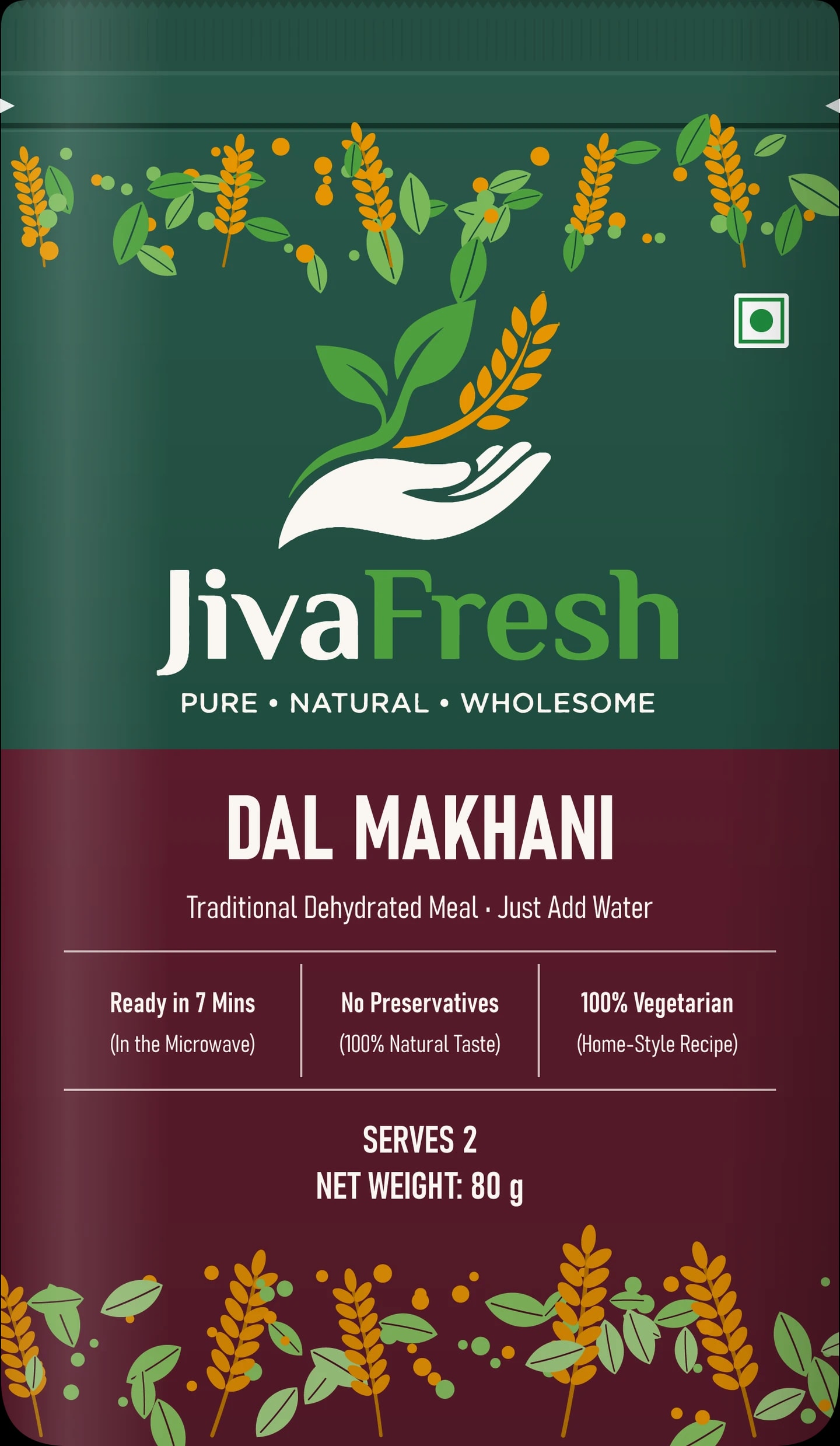 A sealed JivaFresh pack of dal makhani